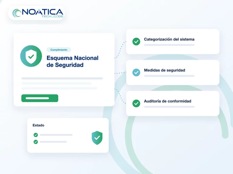 Ilustración: adecuación al Esquema Nacional de Seguridad con categorización, medidas y auditoría, con el logo de NOÁTICA
