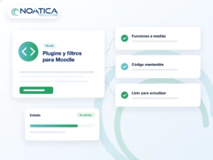 Ilustración: plugins y filtros para Moodle con funciones a medida y código mantenible – NOÁTICA Informática para empresas