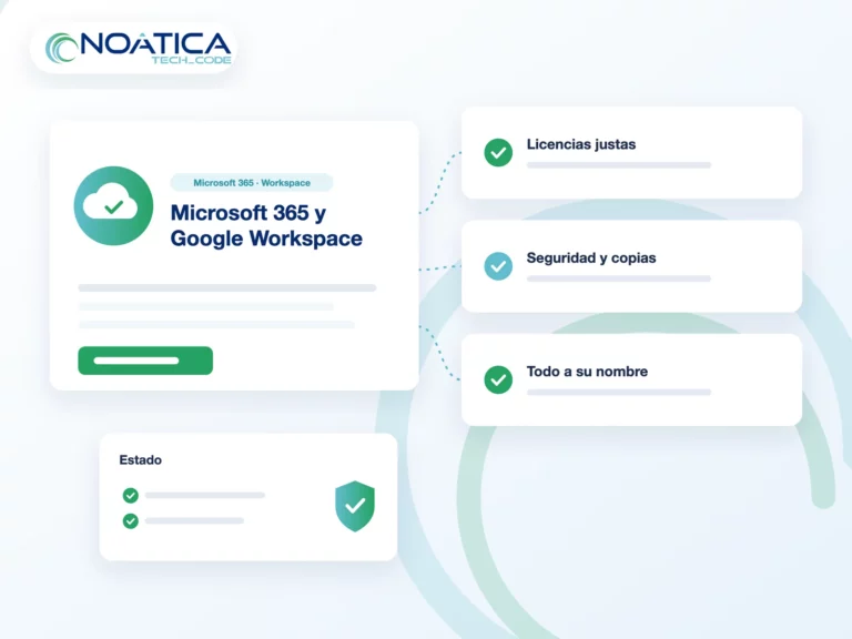 Ilustración: administración de Microsoft 365 y Google Workspace sin comisiones – NOÁTICA Informática para empresas