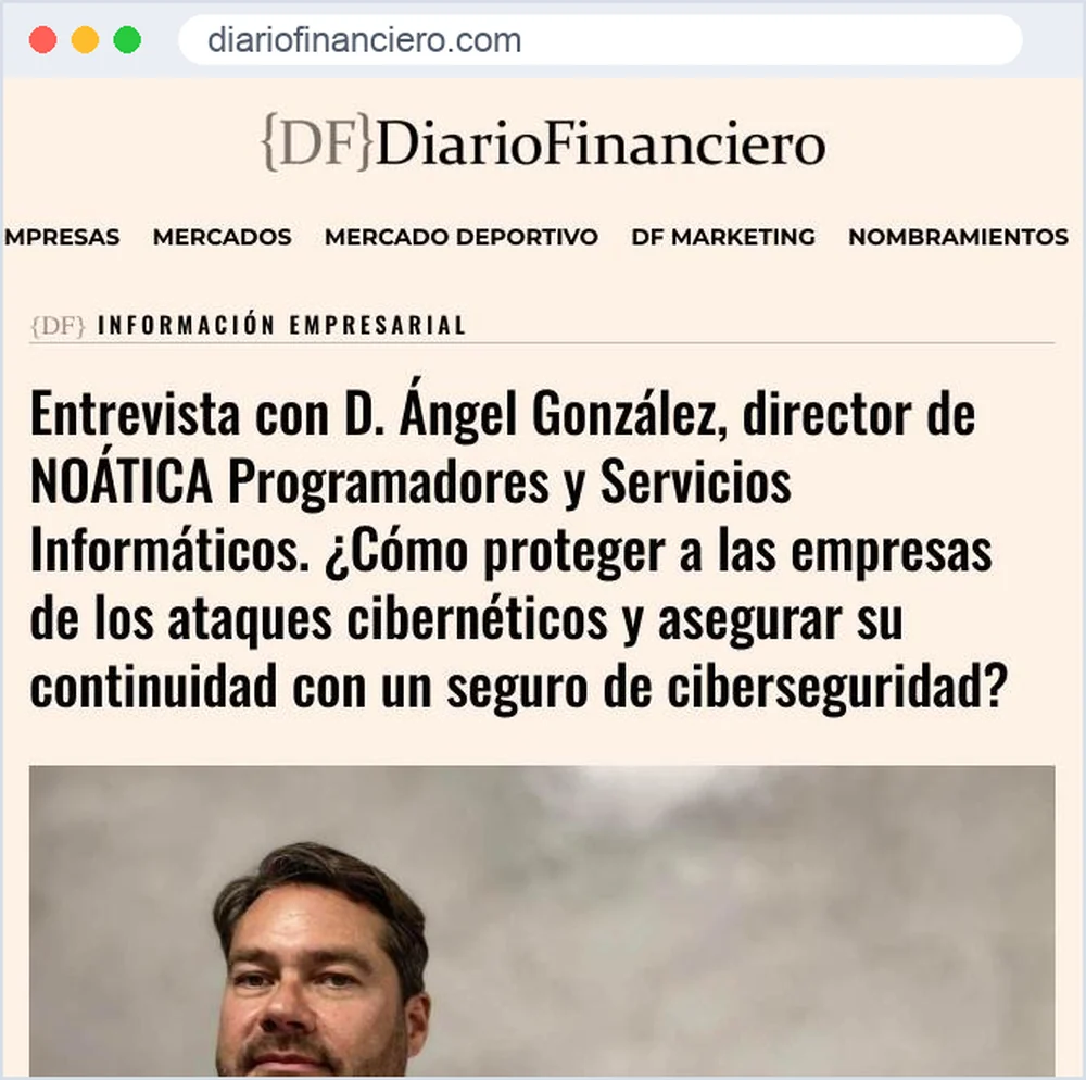 Captura de la entrevista a Ángel González publicada en Diario Financiero