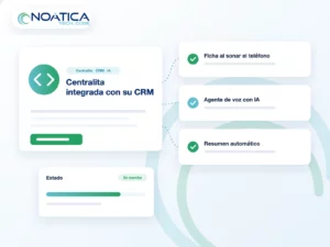 Ilustración: integración de centralita con crm y agente de voz ia – NOÁTICA Informática para empresas
